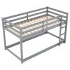 Twin-Over-Twin Floor Bunk Bed with Handy Ladder, Chic Gray Finish