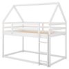 Cozy Twin-Over-Twin Low Bunk House Bed, Includes Ladder, Crisp White Finish