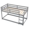 Twin-Over-Twin Floor Bunk Bed with Handy Ladder, Chic Gray Finish