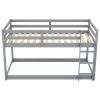 Twin-Over-Twin Floor Bunk Bed with Handy Ladder, Chic Gray Finish