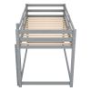 Twin-Over-Twin Floor Bunk Bed with Handy Ladder, Chic Gray Finish