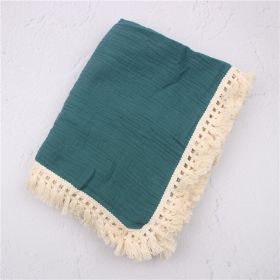 Baby Cotton Double Yarn Tassel Bath Towel (Option: Peacock blue-80x65cm)