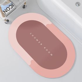 Bathroom Absorbent And Quick-drying Floor Mat (Option: Oval Pink-40X60-1PCS)