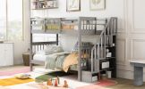 Stairway Twin-Over-Twin Bunk Bed with Storage and Guard Rail for Bedroom, Dorm