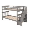 Stairway Twin-Over-Twin Bunk Bed with Storage and Guard Rail for Bedroom, Dorm